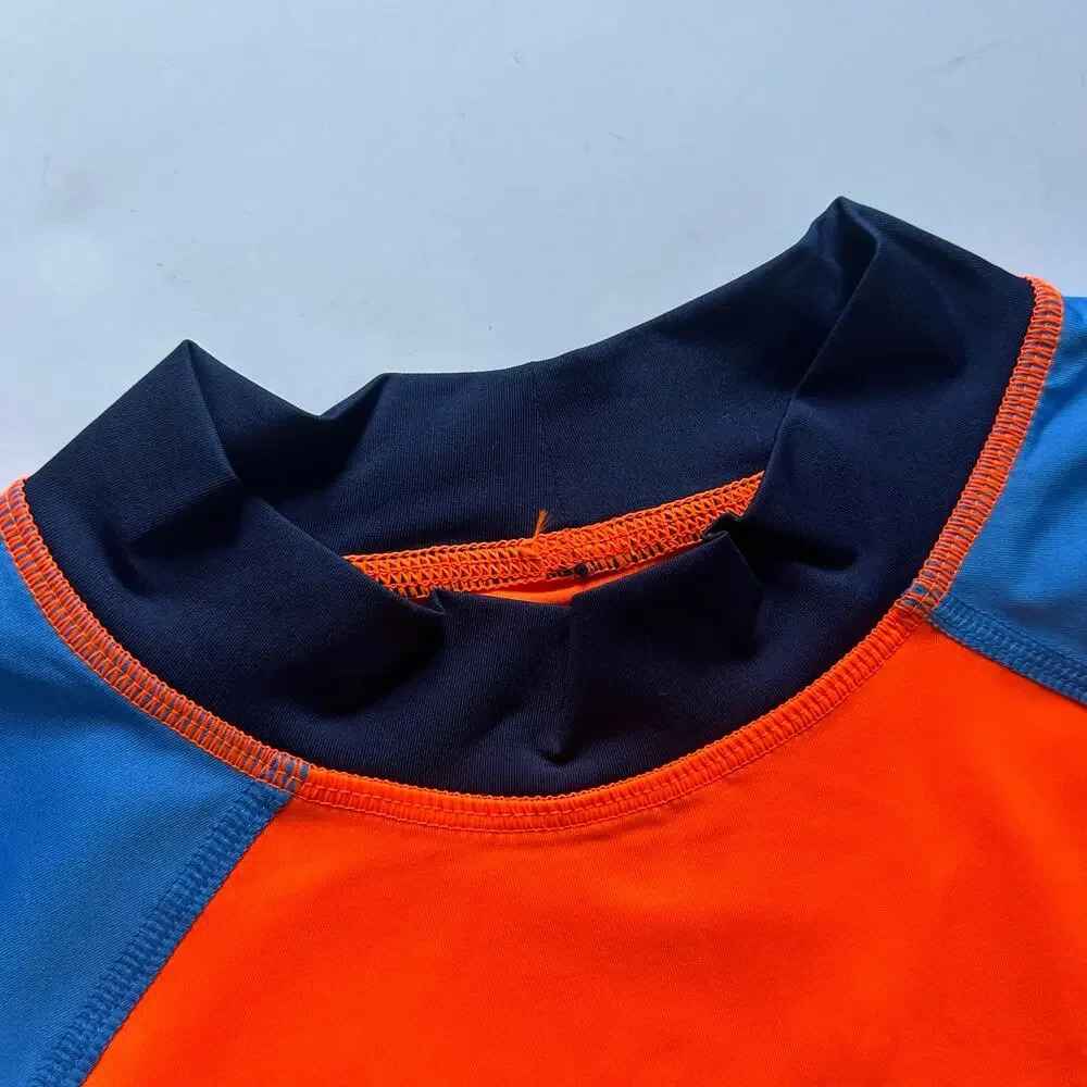 5/$25 Lands' End Boys Color Block Swim Rash Guard XL 14 to 16 Husky NWOT